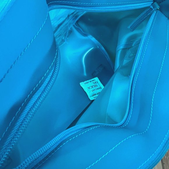 Jelly Tote Blue Green Transparent Purse With Lock and Keys - Picture 5 of 11